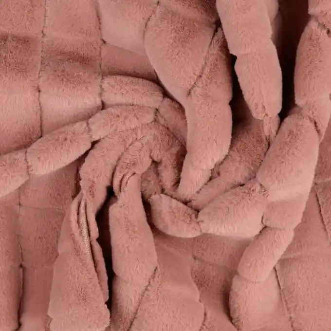 Handgefertigt Gesteppter Kunstpelz Altrosa 159cm Breite