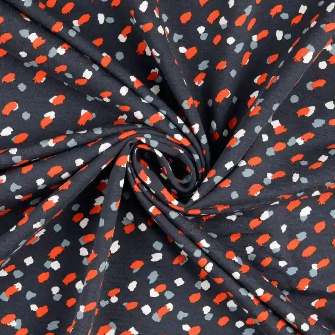 Sweatshirtstoff French Terry Punkte marineblau Kostenloser Versand