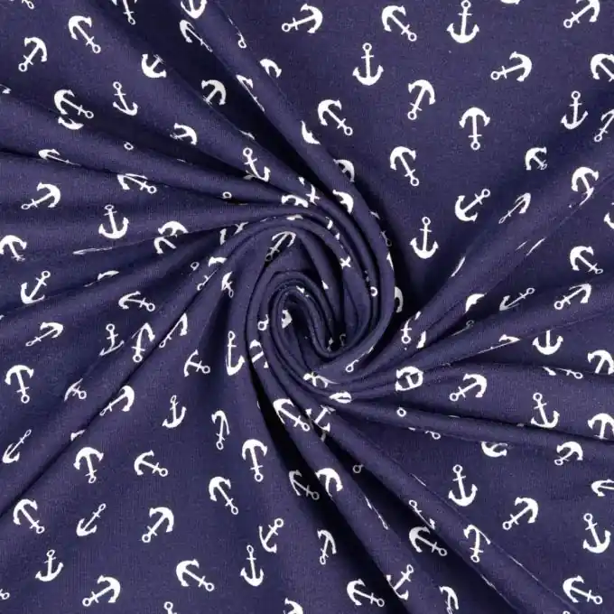 French Terry Baumwolle Anker weiß Letzte Chance