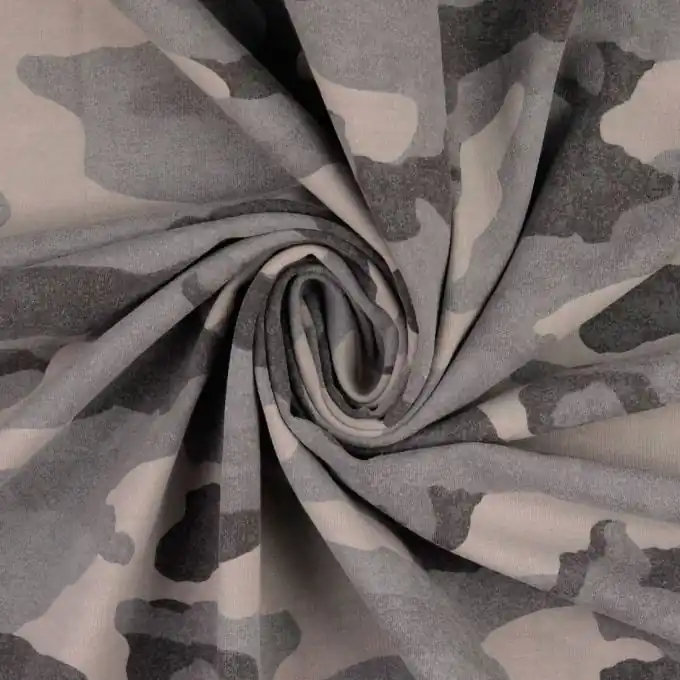 Angebot Sweatshirtstoff French Terry Tarnmuster grau