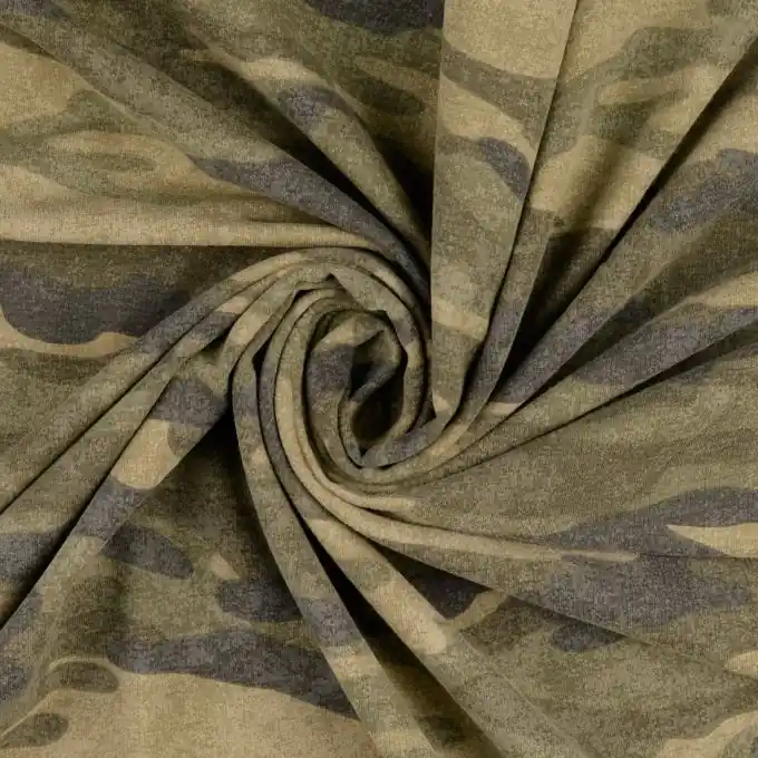 Finale Aktion Sweatshirtstoff French Terry Tarnmuster khaki