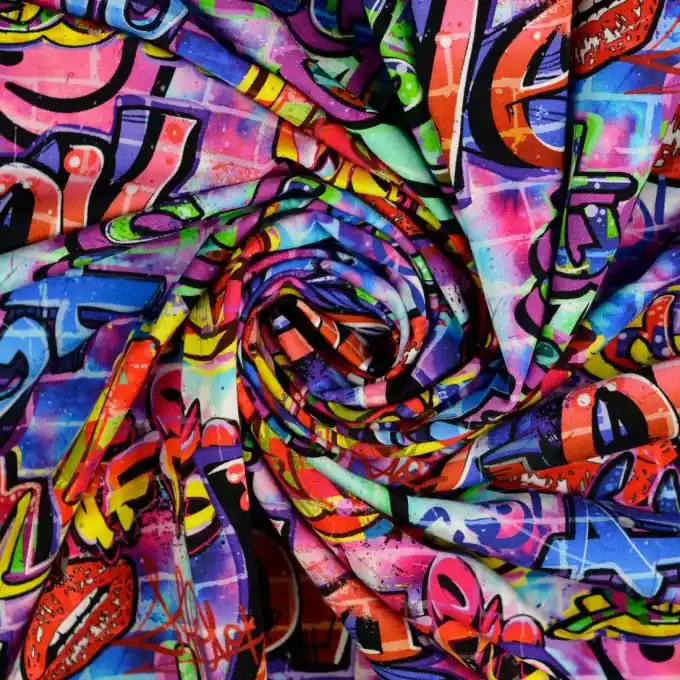 Solange Der Vorrat Reicht Sweatshirtstoff French Terry Tag bunt