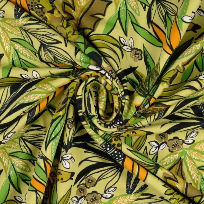 Knallerangebot Sweatshirtstoff French Terry Blätter grün