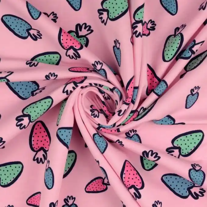 Meistverkauft French Terry Erdbeeren rosa