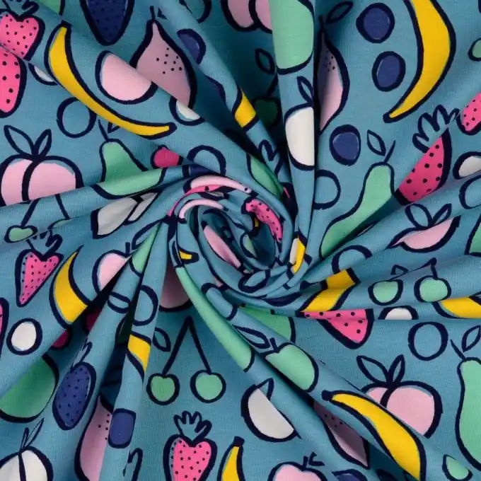 Versand Am Gleichen Tag French Terry Früchte blau