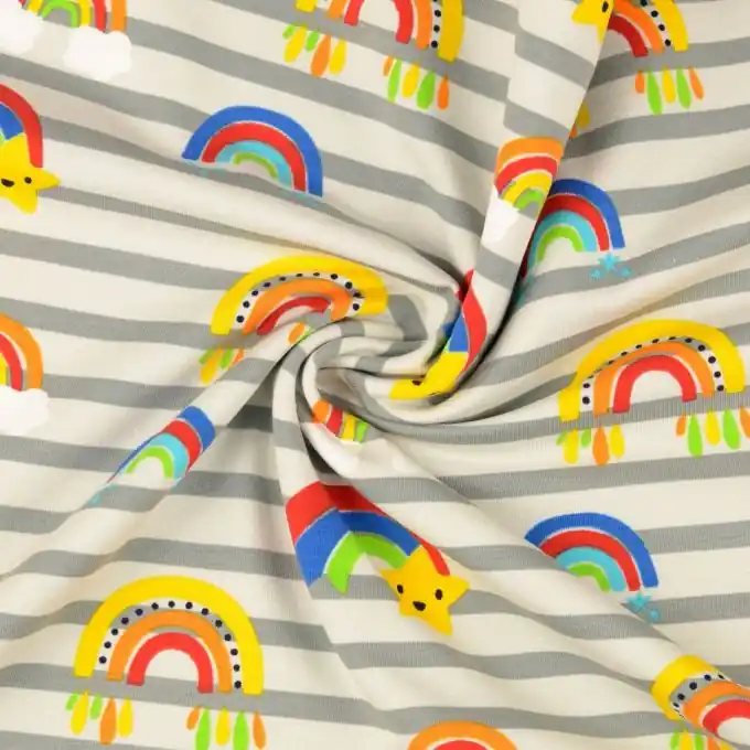 Echt Sweatshirtstoff French Terry Sternen bunt grau