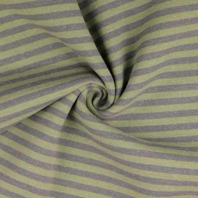 Heißes Angebot Sweatshirtstoff French Terry Streifen Mandelgrün