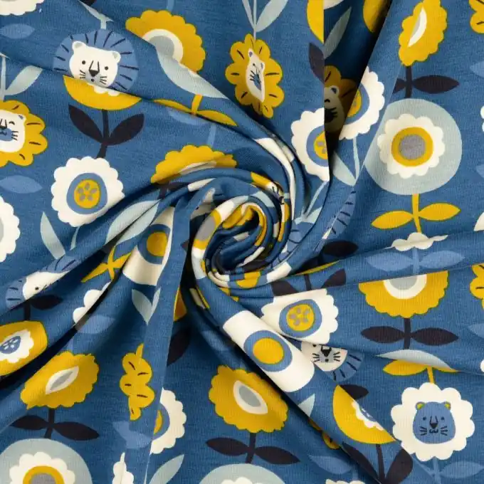 Jetzt Kaufen French Terry Löwenkopf blau