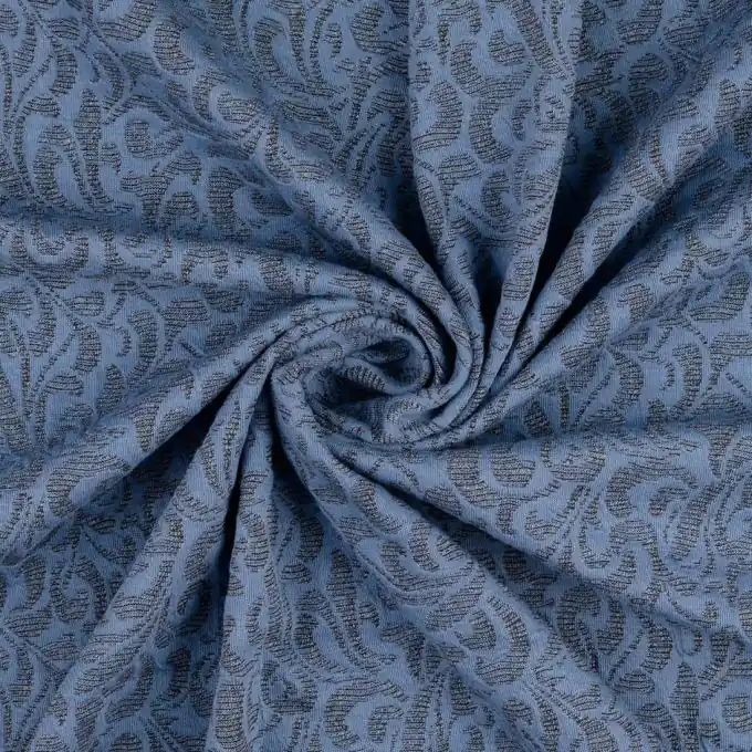 Geprüft Jacquard Stretch Arabeske blau