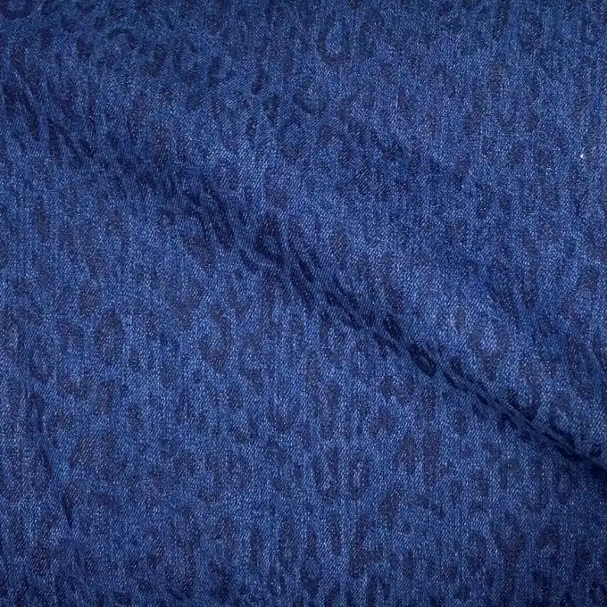 Jetzt Kaufen Jeansstoff Leopardenmuster dunkelblau