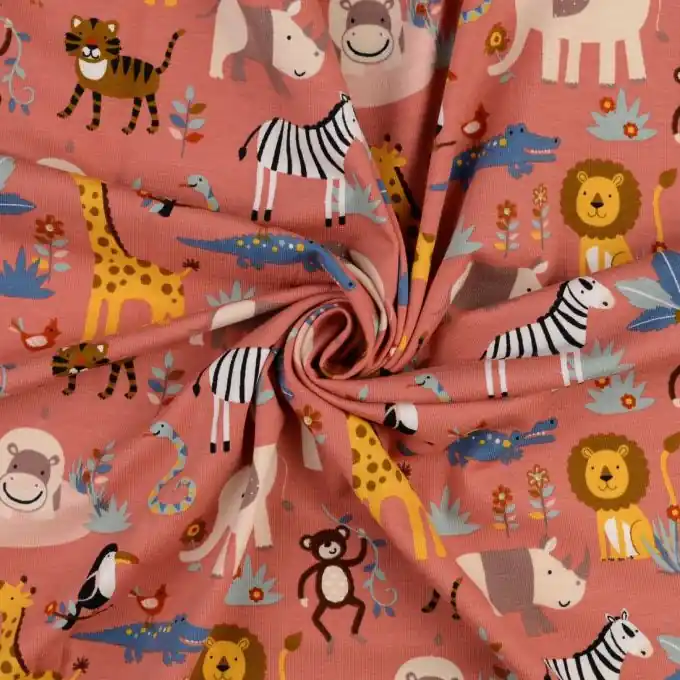 Jersey Bio Baumwolle Tiere Rosa Direktkauf