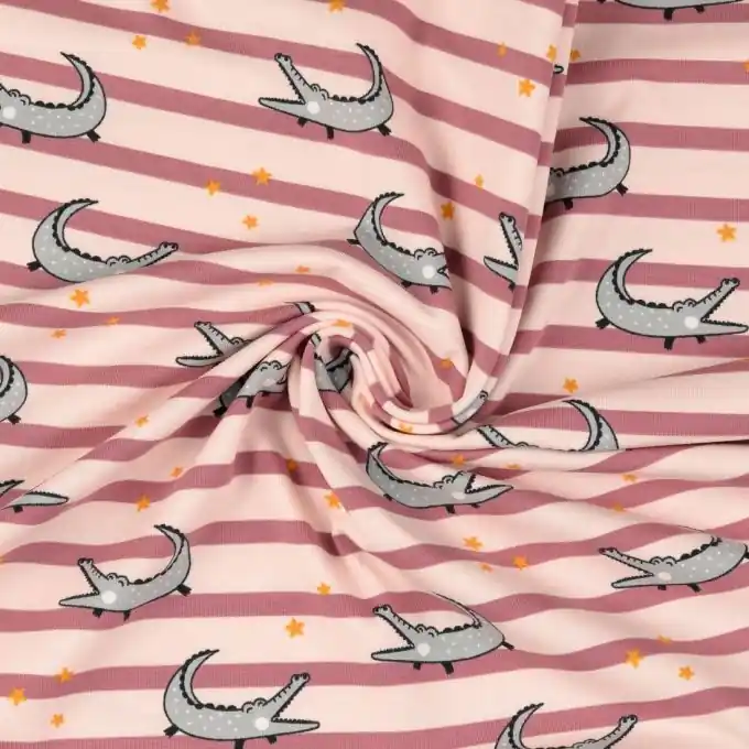 Jersey Bio Baumwolle Streifen rosa Sale