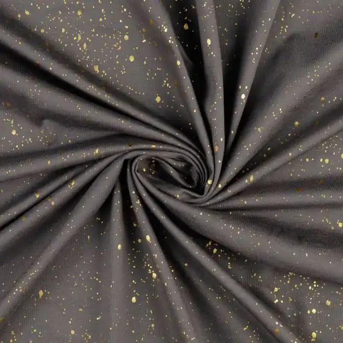 Top-Angebot Baumwolljersey grau Punkte gold