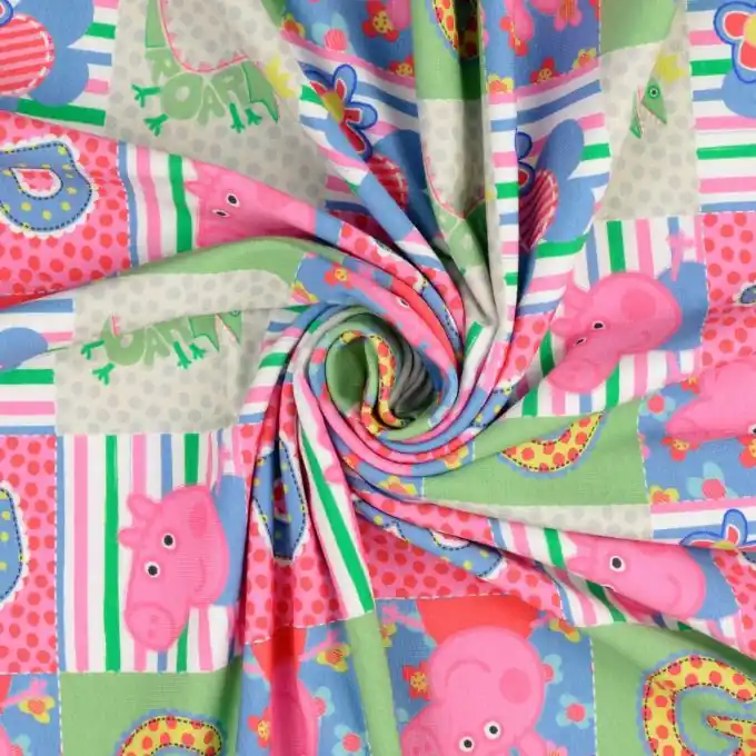 Nur Heute Jersey Baumwolle Digitaldruck Patchwork Peppa Wutz bunt