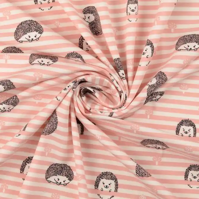 Kostenfreie Lieferung Jersey Baumwolle Igel Streifen rosa