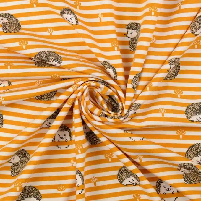 Billig Jersey Baumwolle Igel Streifen gelb