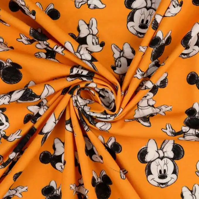 Weltweiter Versand Jersey Baumwolle Digitaldruck Minnie senfgelb