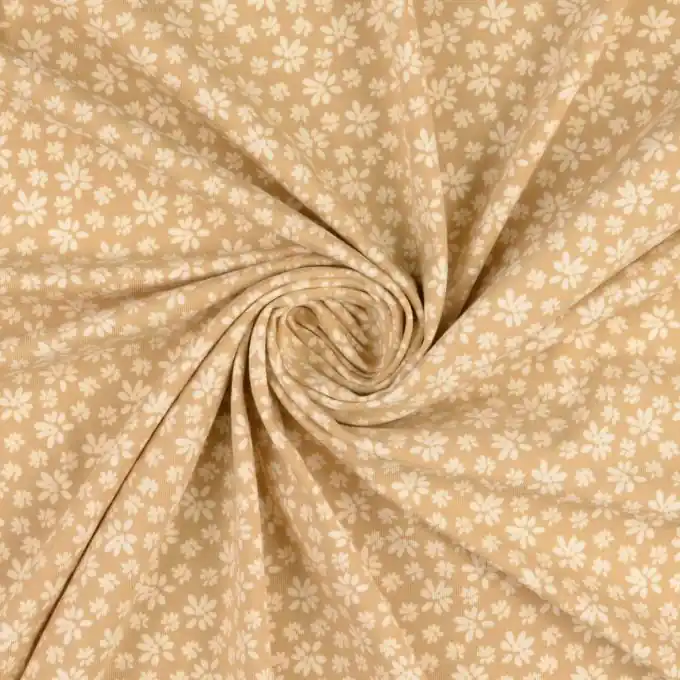 Jersey Baumwolle Gänseblümchen beige Sichere Zahlung