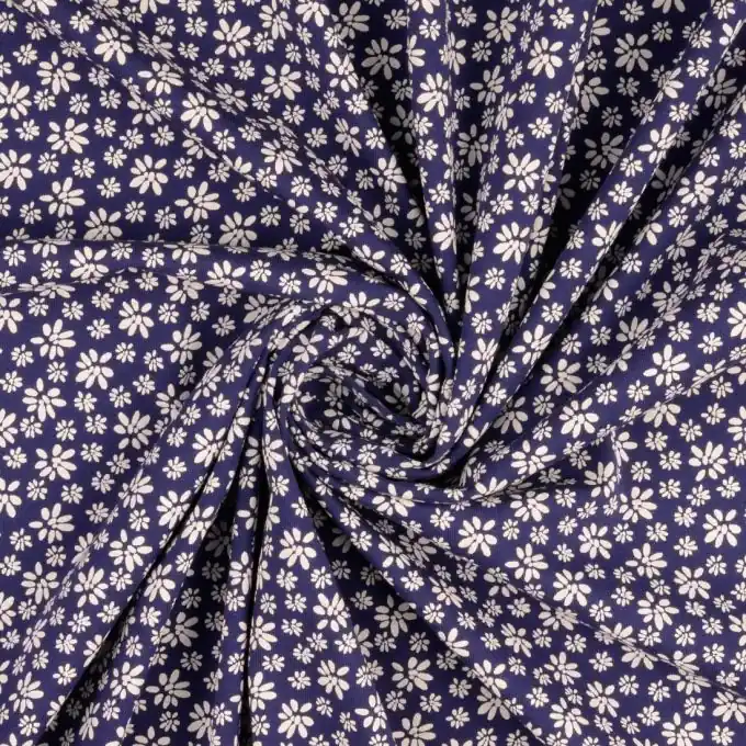 Expressversand Baumwolljersey Gänseblümchen marineblau