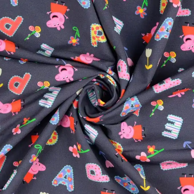 Handgefertigt Jersey Diditaldruck Peppa Wutz anthrazit