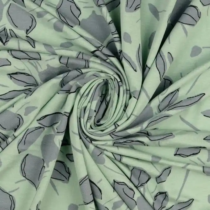 Jersey Viskose Blumen Türkis Geld-Zurück-Garantie