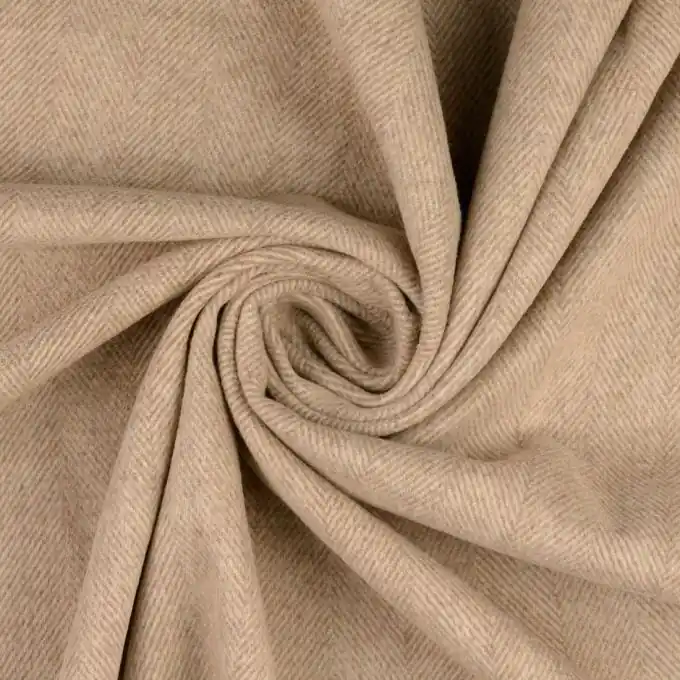 Stoff Wolle Filz Mantel Chevron beige Im Trend