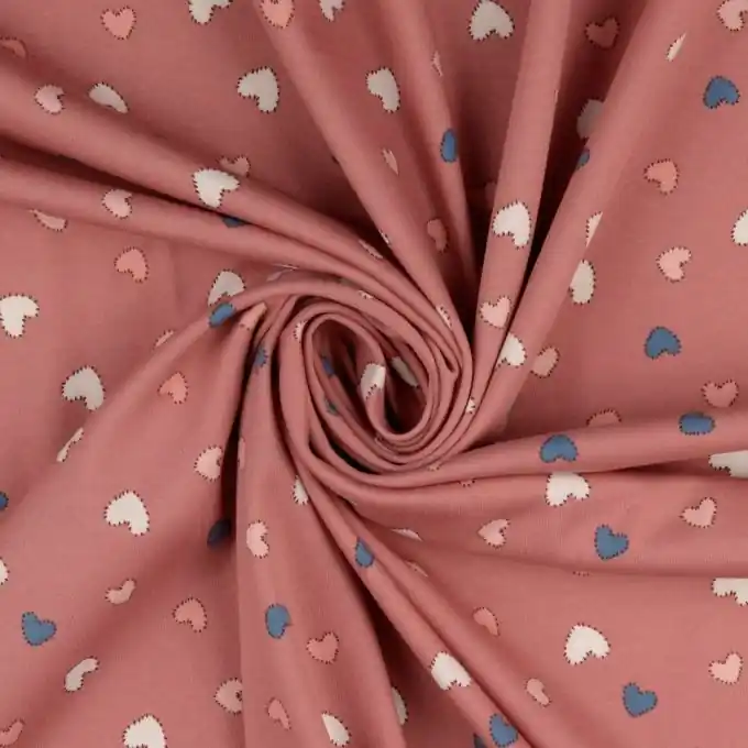 Jersey-Stoff mit rosa Herzen – OEKO-TEX-zertifiziert Angebot