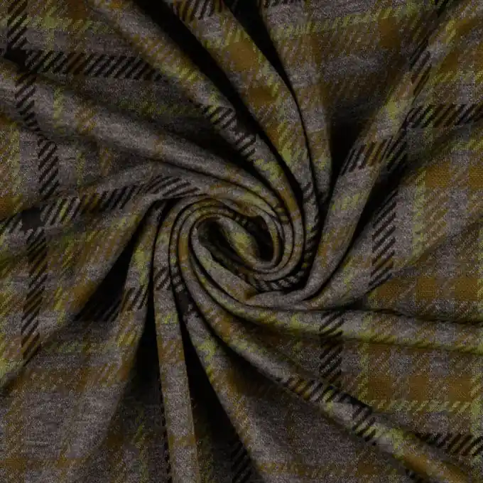 Jacquard Strick Karo Tartan grau braun Nur Heute