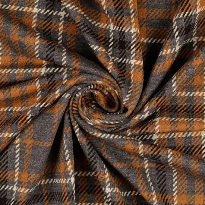 Jacquard Karo Tartan grau kamel Zertifiziert