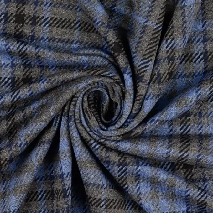Angebot Jacquard Karo Tartan blau grau