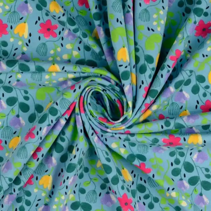 Markenware OEKO-TEX Baumwoll-Jersey mit Blumenmuster für T-Shirts