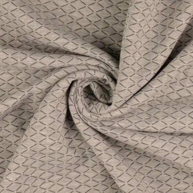 Begrenztes Angebot Jersey Polyester Rauten/Streifen Lurex grau