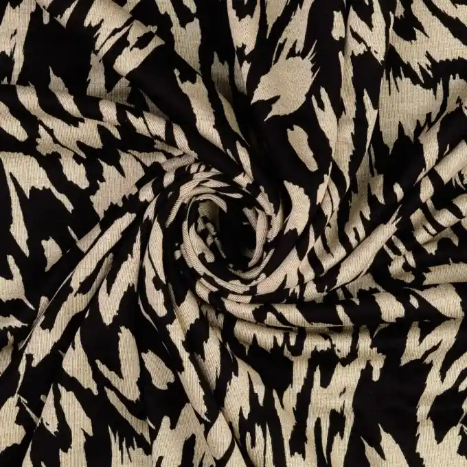 Jersey Ecru Schwarz Pinselstriche Mega-Angebot