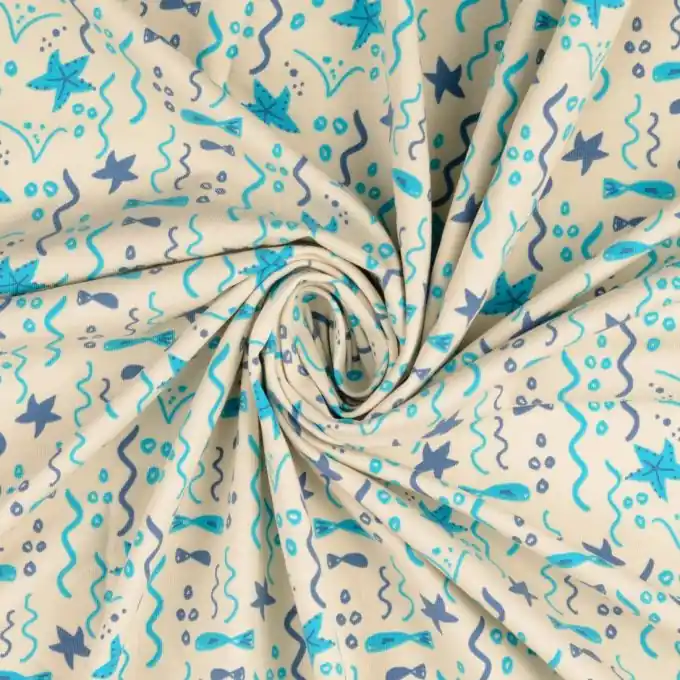 Gleich Bestellen Baumwolljersey Unterwasserwelt beige