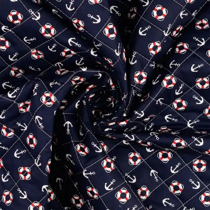 Steppstoff doppelseitig Anker Sterne marineblau Markenprodukt