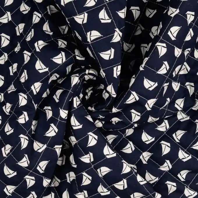 Top-Seller Steppstoff doppelseitig Segelboote marineblau