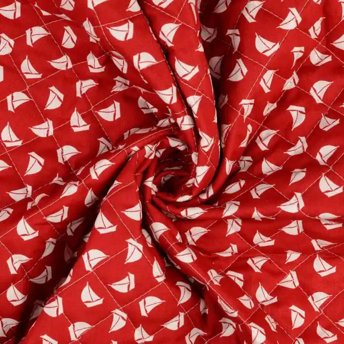 Markenware Steppstoff Segelboote rot