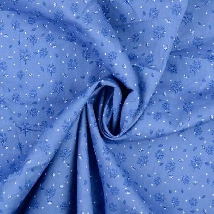 Versand Am Gleichen Tag Baumwoll-Popeline mit Natur-Print in Blau – perfekt für Kleidung