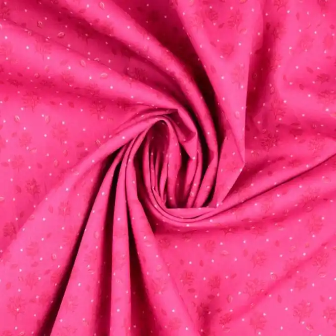 Wochenendangebot Baumwoll-Popeline mit frischen Baumdrucken – Rosa Fuchsia