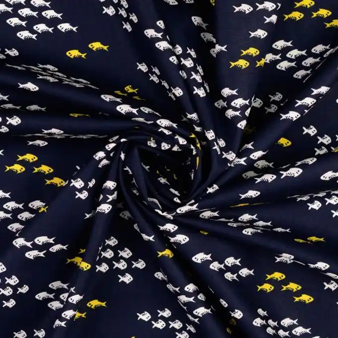 Baumwoll-Popeline mit bunten Fischen – OEKO-TEX zertifiziert Solange Der Vorrat Reicht