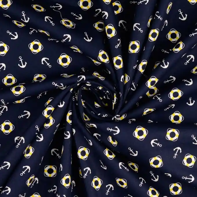 Popeline Baumwolle Schwimmreif marineblau Begrenztes Angebot