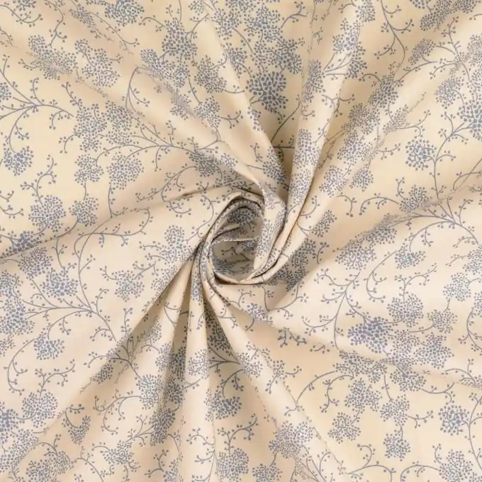 Bestpreis Baumwoll-Popeline mit zartem Zweig-Print: Ideal für Kleider, Oberteile und mehr!