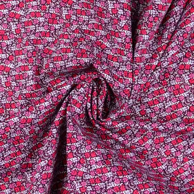 Baumwoll-Popeline mit Retro Blumenmuster für Kreationen Super-Preis