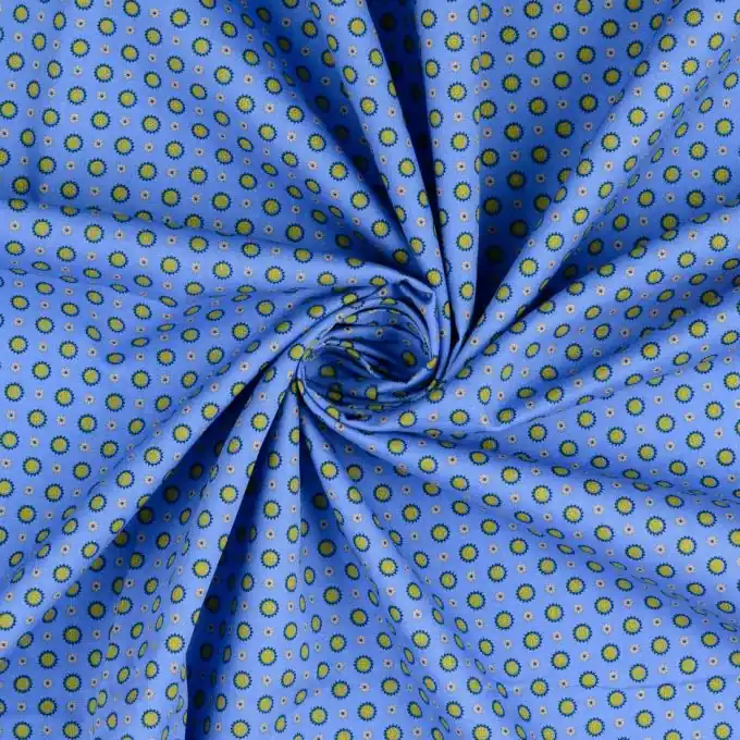 Knallerangebot Geometrische Blumenprints auf Baumwoll-Popeline in Blau