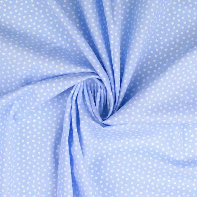 Weltweiter Versand OEKO-TEX Baumwoll-Popeline mit Herz-Print in Hellblau