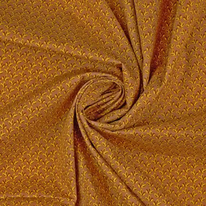 Neue Kollektion Popeline Baumwolle Blätter gelb braun
