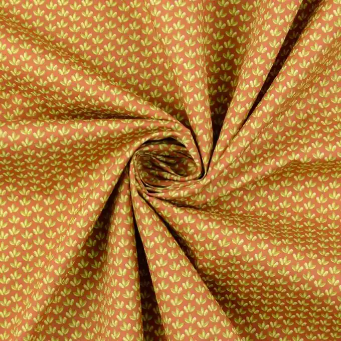 Baumwollpopeline mit farbenfrohem Blattmuster für Kreationen. Limited Edition