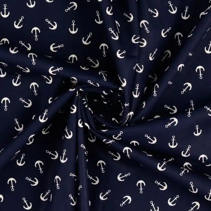 Baumwoll-Popeline Anker marineblau Begrenztes Angebot