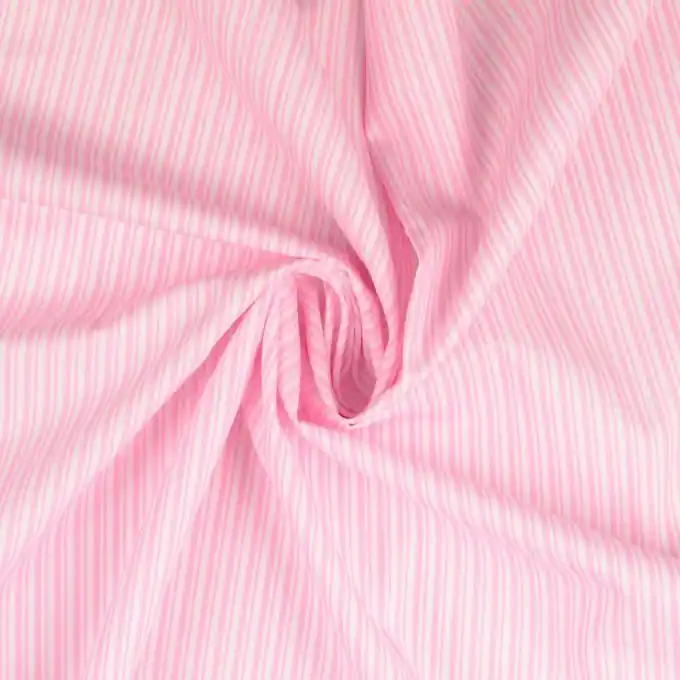 OEKO-TEX zertifizierte rosa Baumwoll-Popeline mit breiten Streifen Echt
