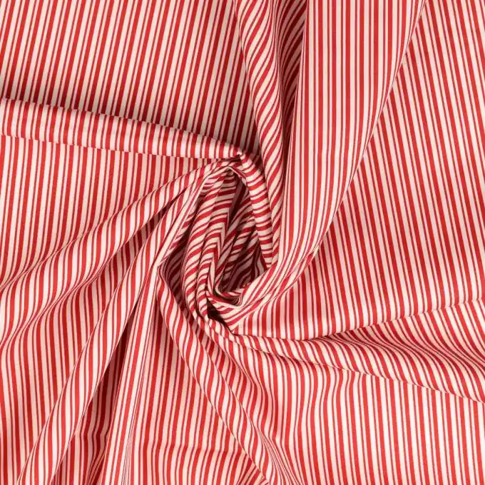 OEKO-TEX Baumwoll-Popeline mit breiten roten Streifen Top-Angebot